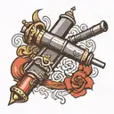 cannon with dagger piercing tattoo design idea