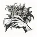 Orpheus holding Eurydices hand tattoo design idea
