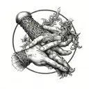 Orpheus holding Eurydices hand tattoo design idea