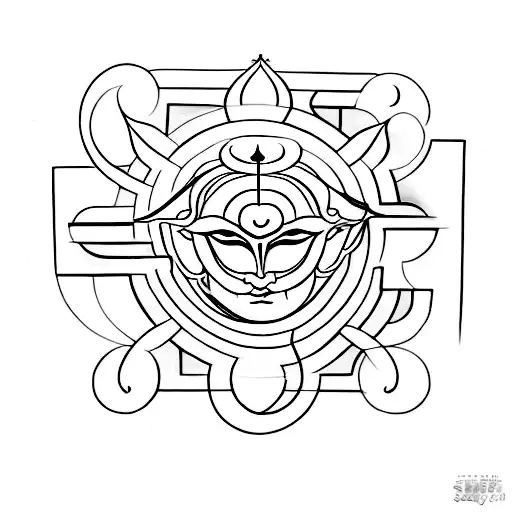 A minimalist representation of the cosmic dance of Shiva tattoo design idea