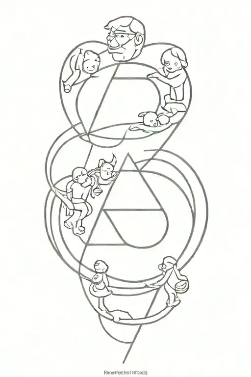 tattoo WHITCH FIB representing the relationship between a father and his three children and using the numbers 9, 13 and  tattoo design idea
