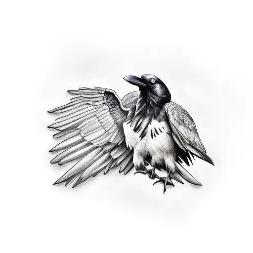 Raven un arma and shoulder tattoo design idea