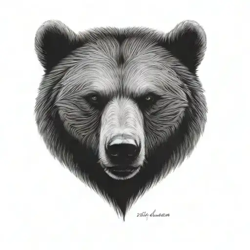 a grizzly bear with tribal around  tattoo design idea