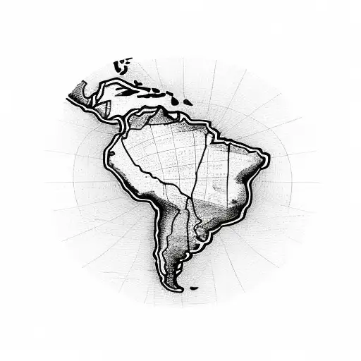 creative design of map of south america tattoo design idea