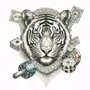 Casino , roullete , Lamborghini, money , god , tiger , 1998 , guns , tattoo design idea