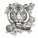 Casino , roullete , Lamborghini, money , god , tiger , 1998 , guns , tattoo design idea