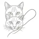 cats one line tattoo design idea