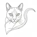 cats one line tattoo design idea