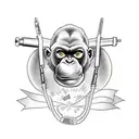 chimpanzee with an assault rifle tattoo design idea