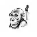 chimpanzee with an assault rifle tattoo design idea