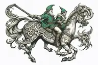 Male elf riding tattoo design idea