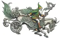 Male elf riding tattoo design idea