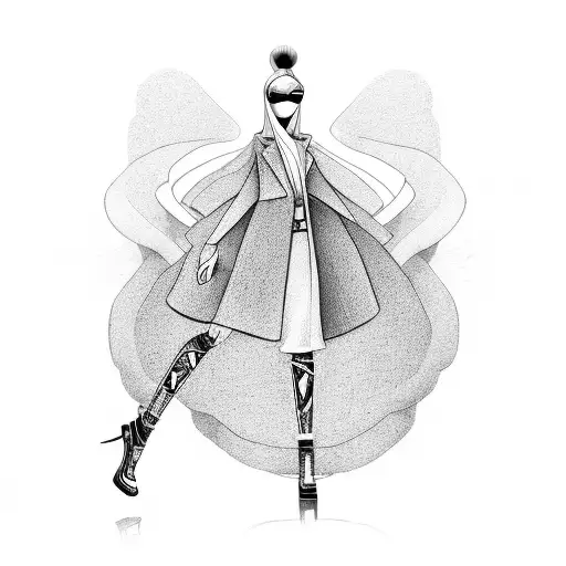 A fashion runway with cartoon characters as models tattoo design idea