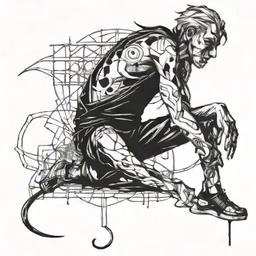 crazy person sitting alone tattoo design idea