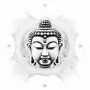 Buddha's face surrounded by intricate mandala patterns tattoo design idea