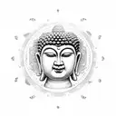 Buddha's face surrounded by intricate mandala patterns tattoo design idea