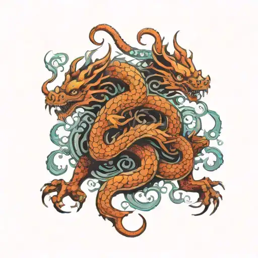 Hydra 3 headed dragon tattoo design idea