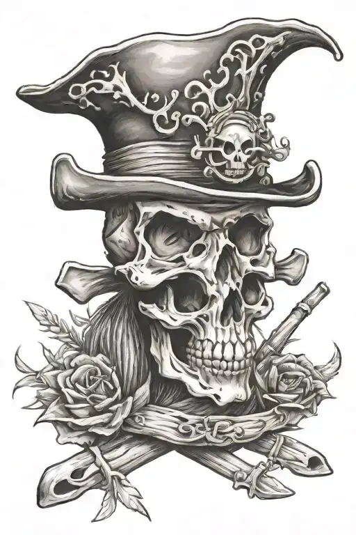 Jolly Roger with straw hat  tattoo design idea