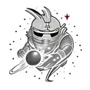 Andros, the Red Power Ranger in Space, battling a space monster tattoo design idea