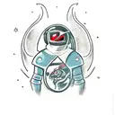 Andros, the Red Power Ranger in Space, battling a space monster tattoo design idea