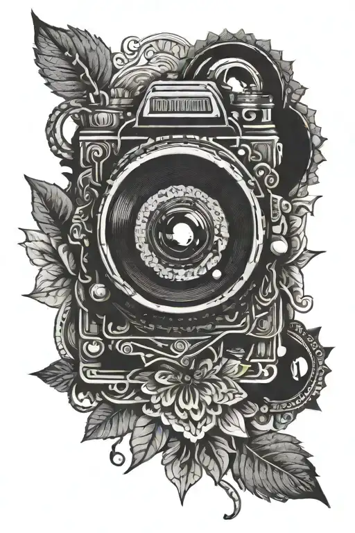 Incorporate a camera lens into a mandala design symbolizing your passion for photography and spirituality tattoo design idea