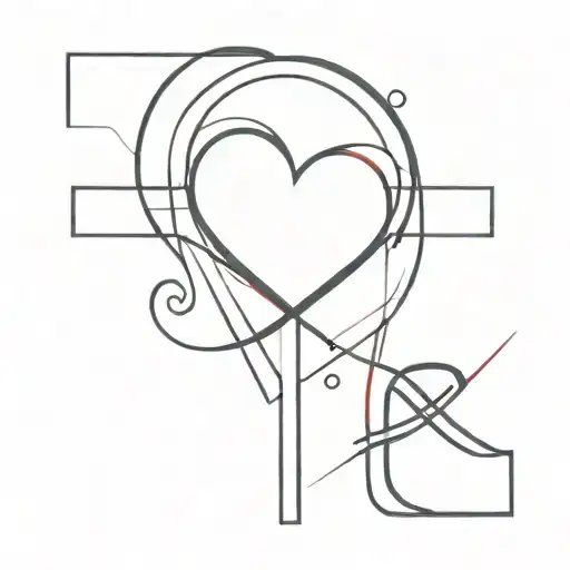 cross and heart tattoo design idea