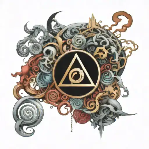 harmony in chaos symbols tattoo design idea
