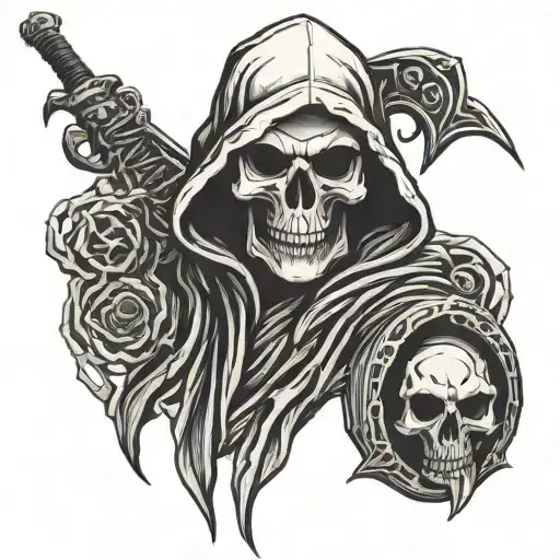 skull grim reaper tattoo design idea