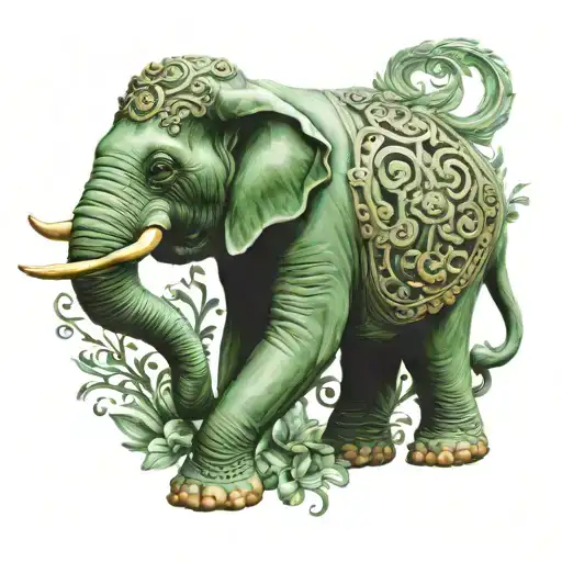 jade elephant figurine tattoo design idea