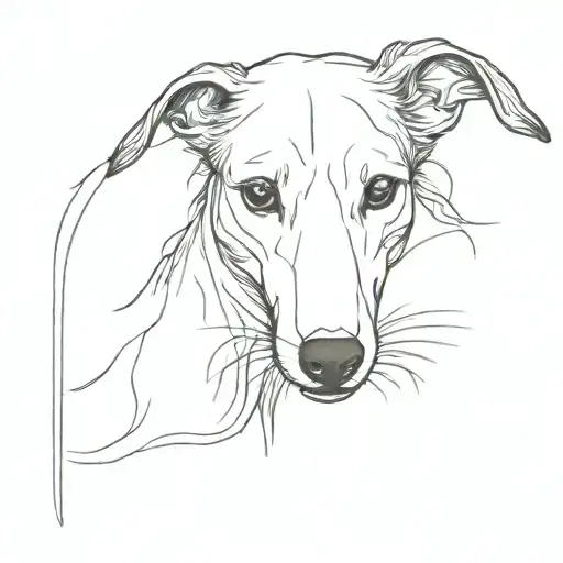 long haired whippet dog tattoo design idea