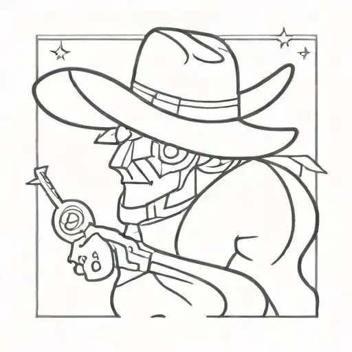 ghost cowboy cartoon tattoo design idea