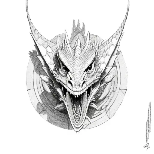 dragon in front of a Brick wall tattoo design idea