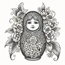 BABUSHKA RUSSIAN DOLL  FULL BODY INSIDE FLOWERS tattoo design idea