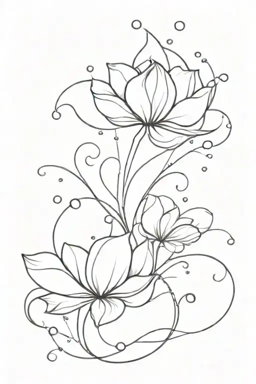 something delicate and airy, linework, a fictional creature or thing, with a background in the form of small drops or wavy tattoo design idea