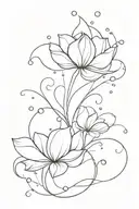 something delicate and airy, linework, a fictional creature or thing, with a background in the form of small drops or wavy tattoo design idea