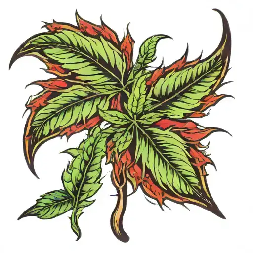 weed leaf tattoo design idea