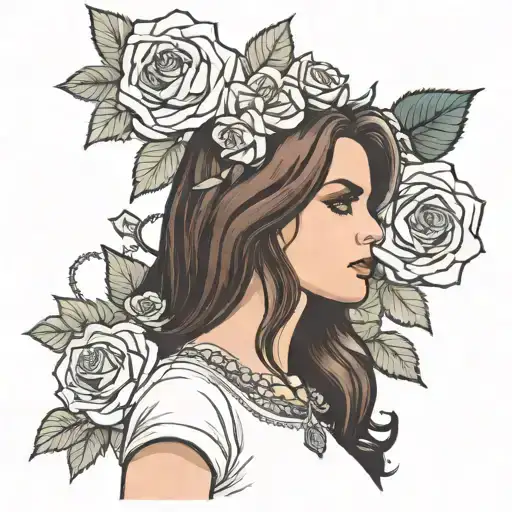 Lana del Rey with roses tattoo design idea