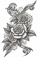 Honeysuckle and rose with a tribal cancer ribbon intertwined tattoo design idea