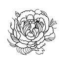 Peony, Initials G and J tattoo design idea
