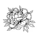 Peony, Initials G and J tattoo design idea