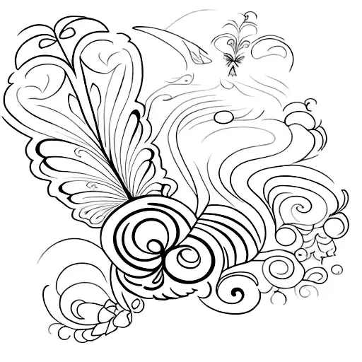 Half butterfly, half flowers tattoo design idea