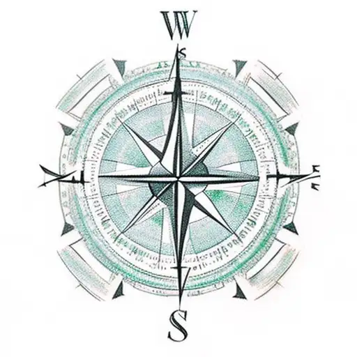 Compass with cross pointing north tattoo design idea