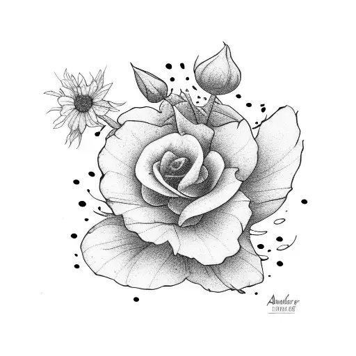August flower, April flower, September flower tattoo design idea