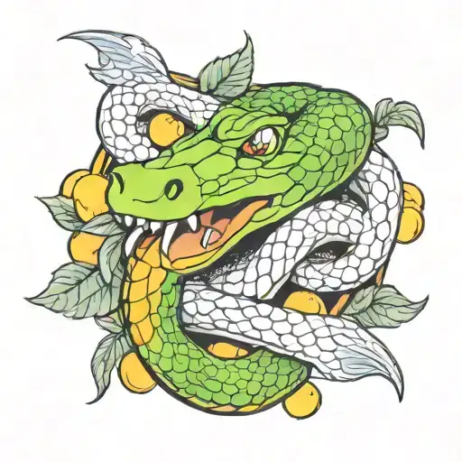 snake that eats peaches tattoo design idea