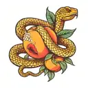 A snake that eats peaches tattoo design idea