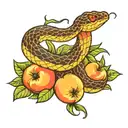 A snake that eats peaches tattoo design idea