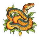 A snake that eats peaches tattoo design idea
