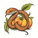 A snake that eats peaches tattoo design idea