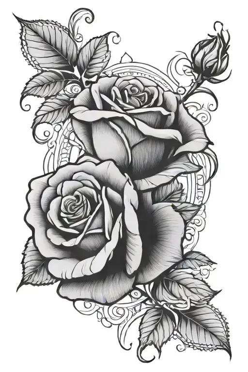 Rose with Nashia Mone'yae Diamond Josiah Summer Ameena on stem  tattoo design idea