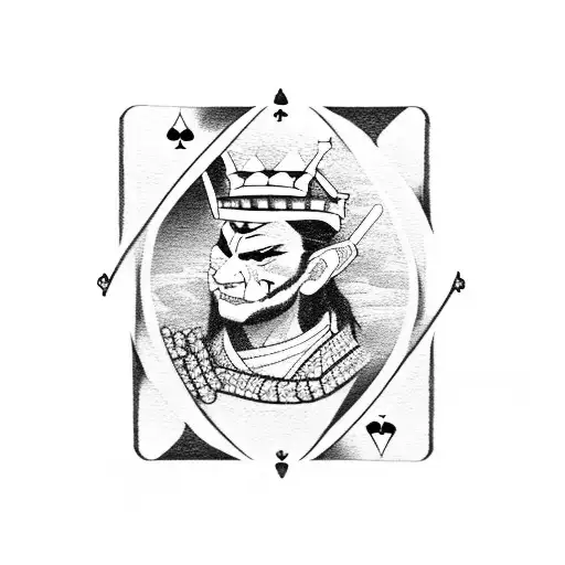 samurai royal cards joker clubs spades hearts diamond  tattoo design idea